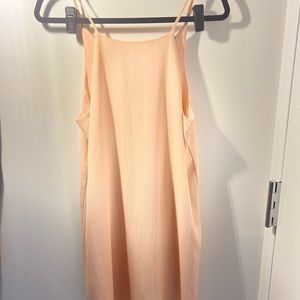 Pink spaghetti strap high neckline dress